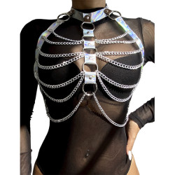 Subblime - 953737 Harnais De Poitrine Avec Anneaux Et Chaînes Argent Taille Unique